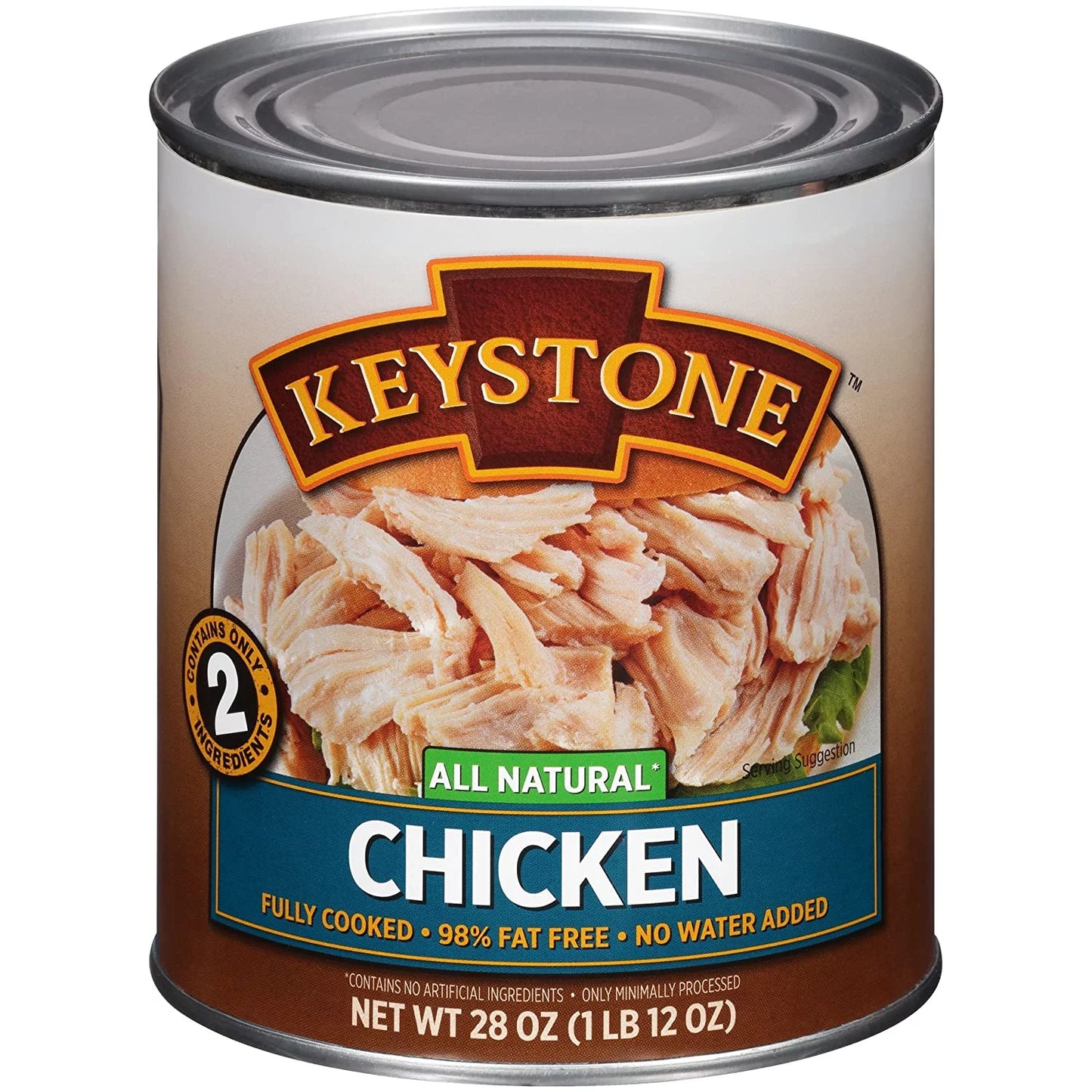 (12 Pack) Keystone All Natural Chicken 28 oz Can  Emergency Sizeurvival Food For Camping Hiking and Backpacking Ready to Eat- Pack of 12 Cans