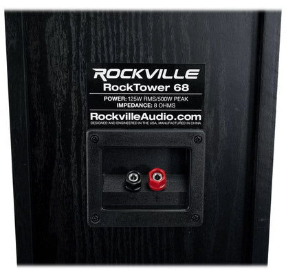 (1) Rockville RockTower 68B Black Home Audio Tower Sizepeakers Passive 8 Ohm