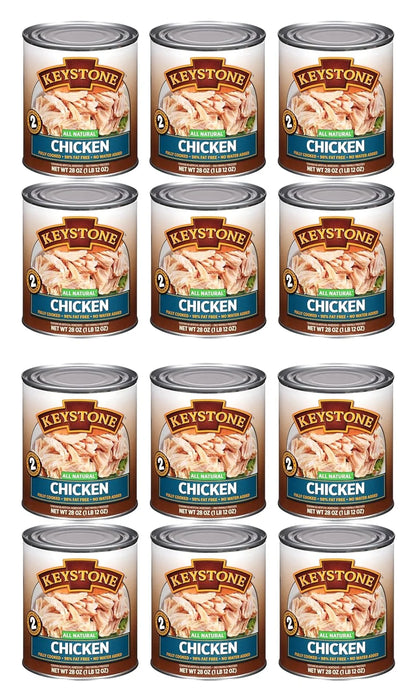 (12 Pack) Keystone All Natural Chicken 28 oz Can  Emergency Sizeurvival Food For Camping Hiking and Backpacking Ready to Eat- Pack of 12 Cans