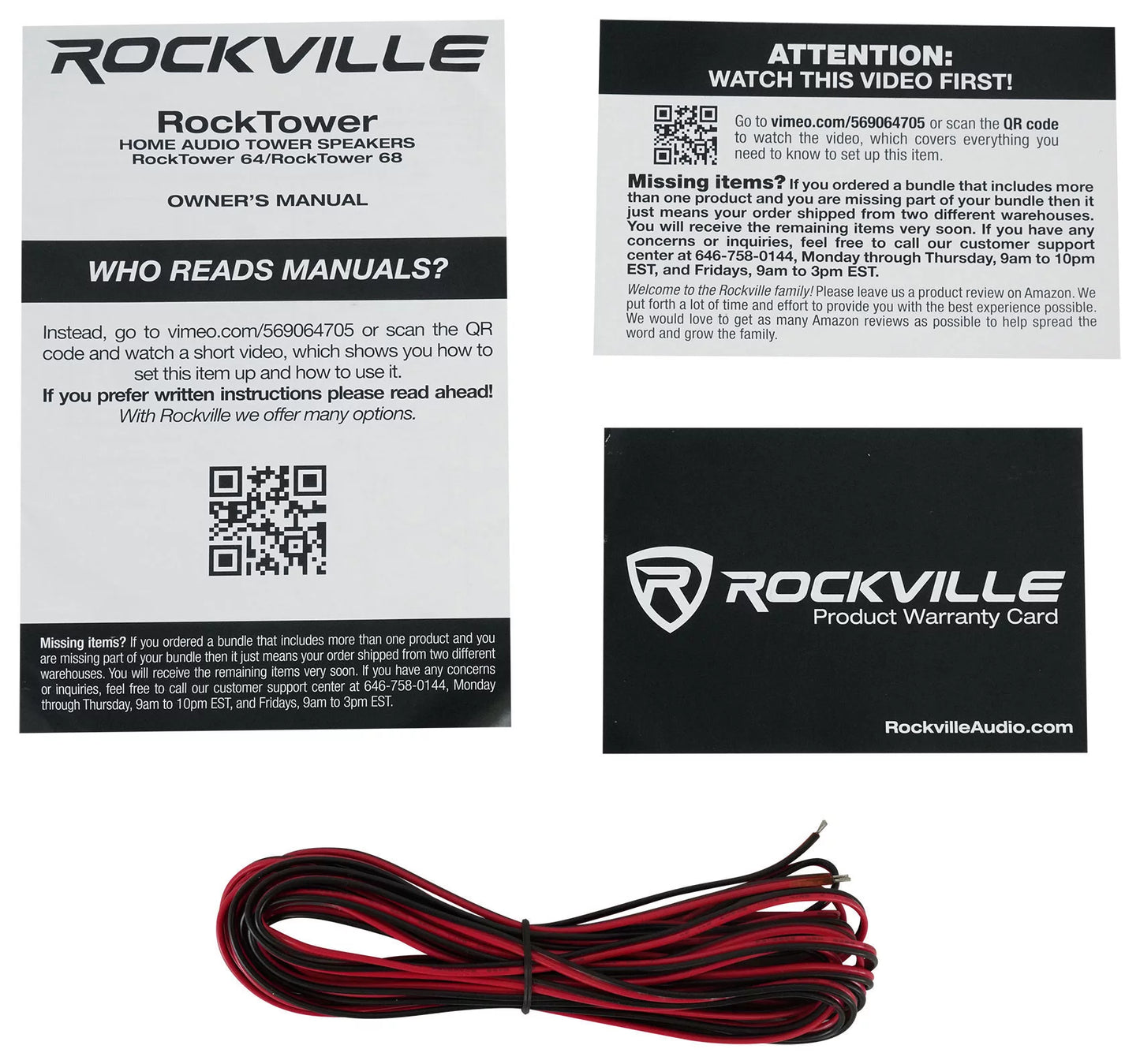 (1) Rockville RockTower 68B Black Home Audio Tower Sizepeakers Passive 8 Ohm